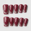 Glitter Gradient Press-On Nail Set - Burgundy Glitter