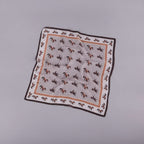 Equestrian Print Square Scarf - Cream & Brown