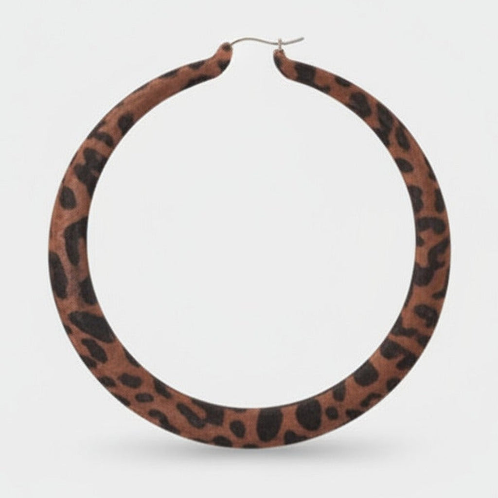 Leopard Print Brown Hoop Earrings – jewelry (view 1)