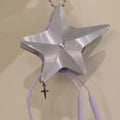 Silver Star Earphone Holder 3D Printed Keychain Charm - Type 1