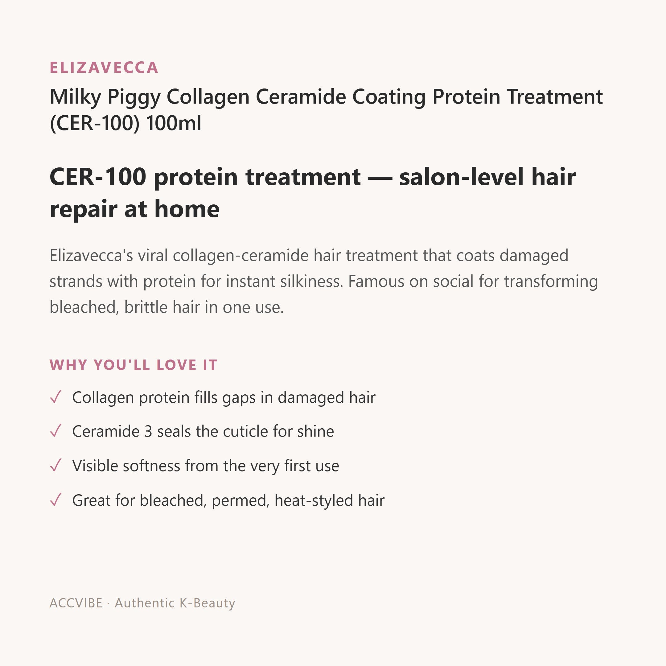 Milky Piggy Collagen Ceramide Coating Protein Treatment (CER-100) 100ml