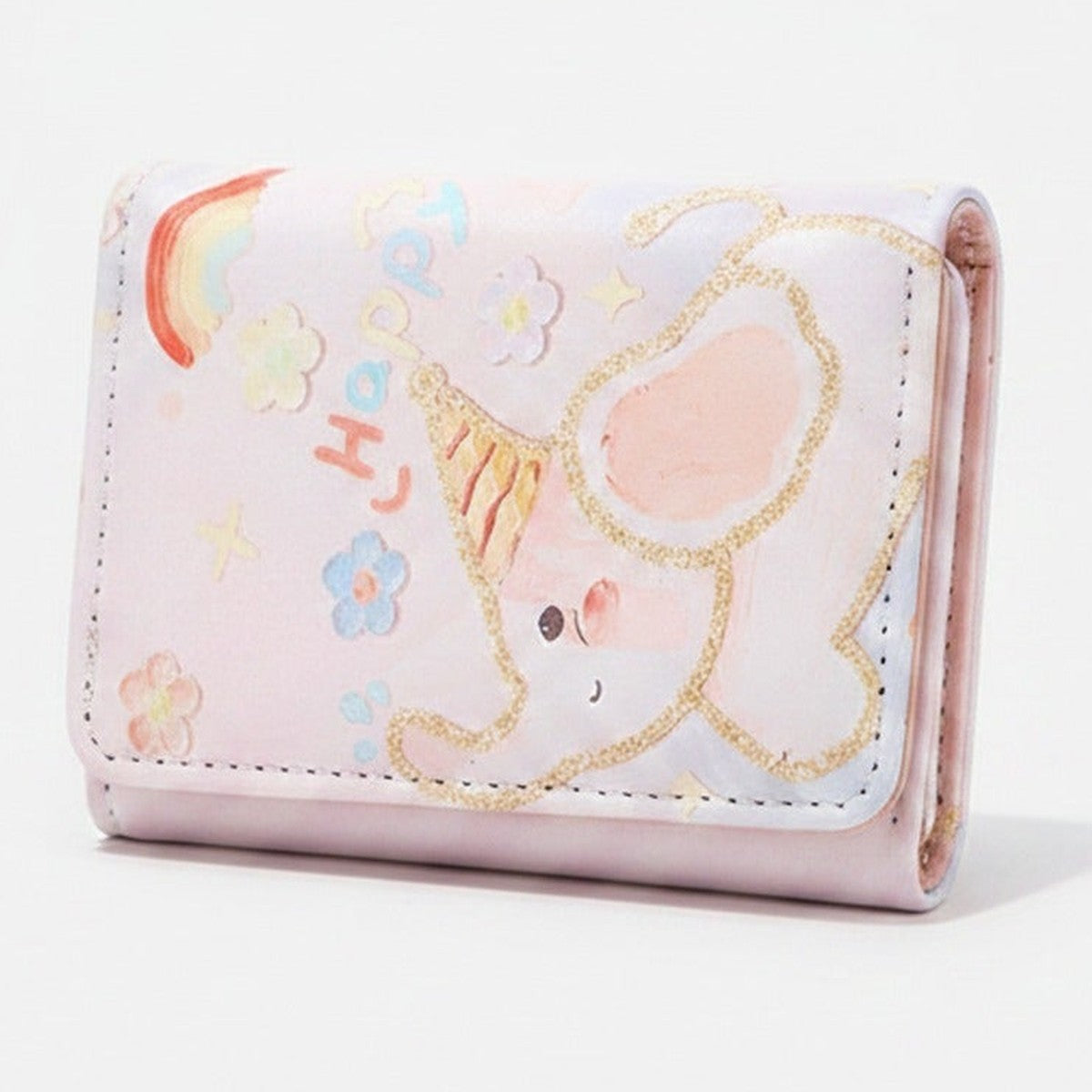 Pastel Teddy Bear Card Holder With Gold Chain Detail – bags & wallets (view 1)