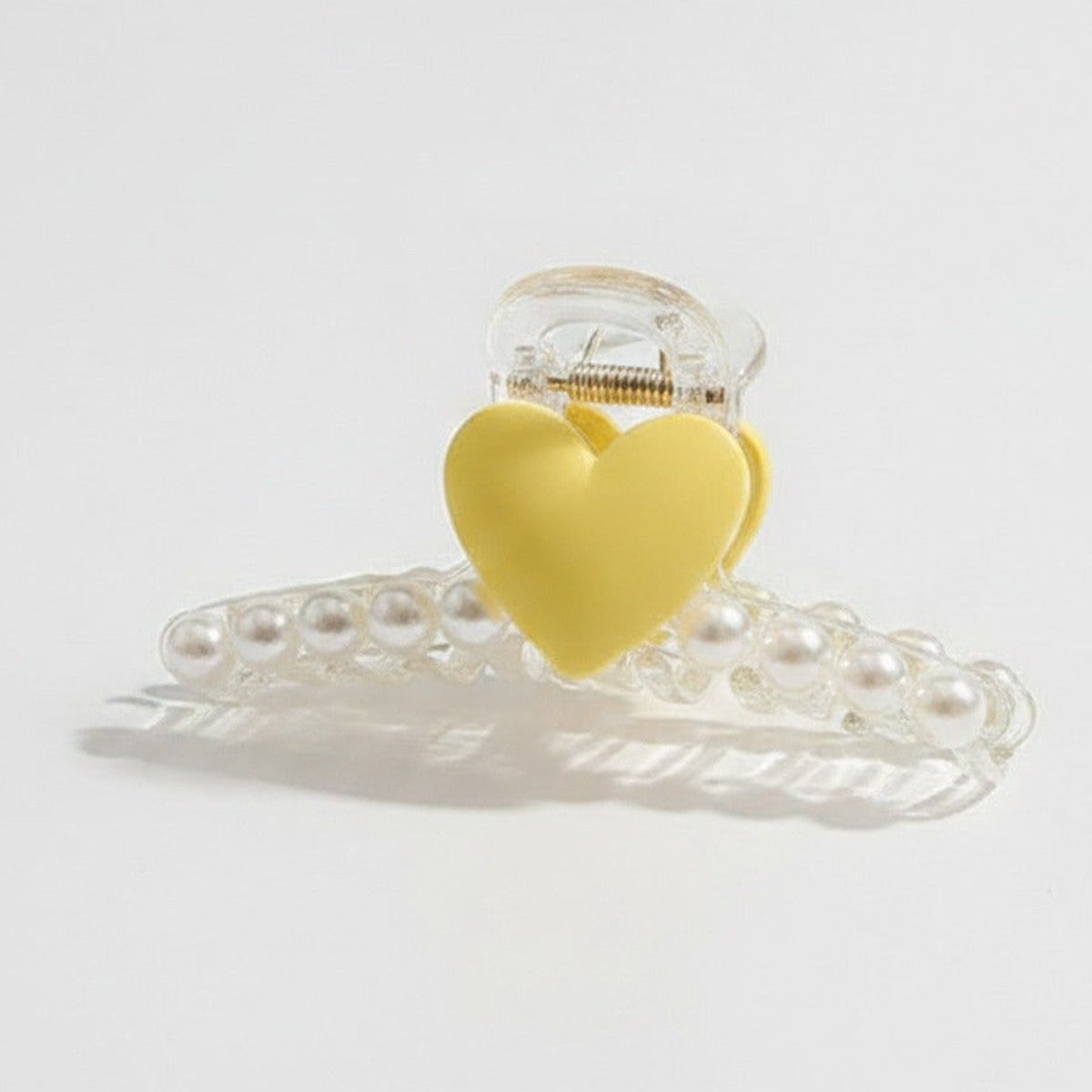 Yellow Heart Pearl Beaded Hair Claw – hair accessories (view 1)