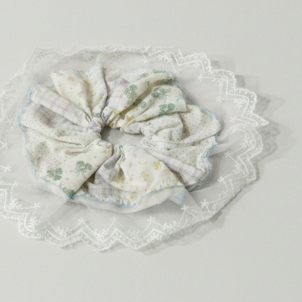 Lace Floral Scrunchie With Bow Detail – hair accessories (view 1)