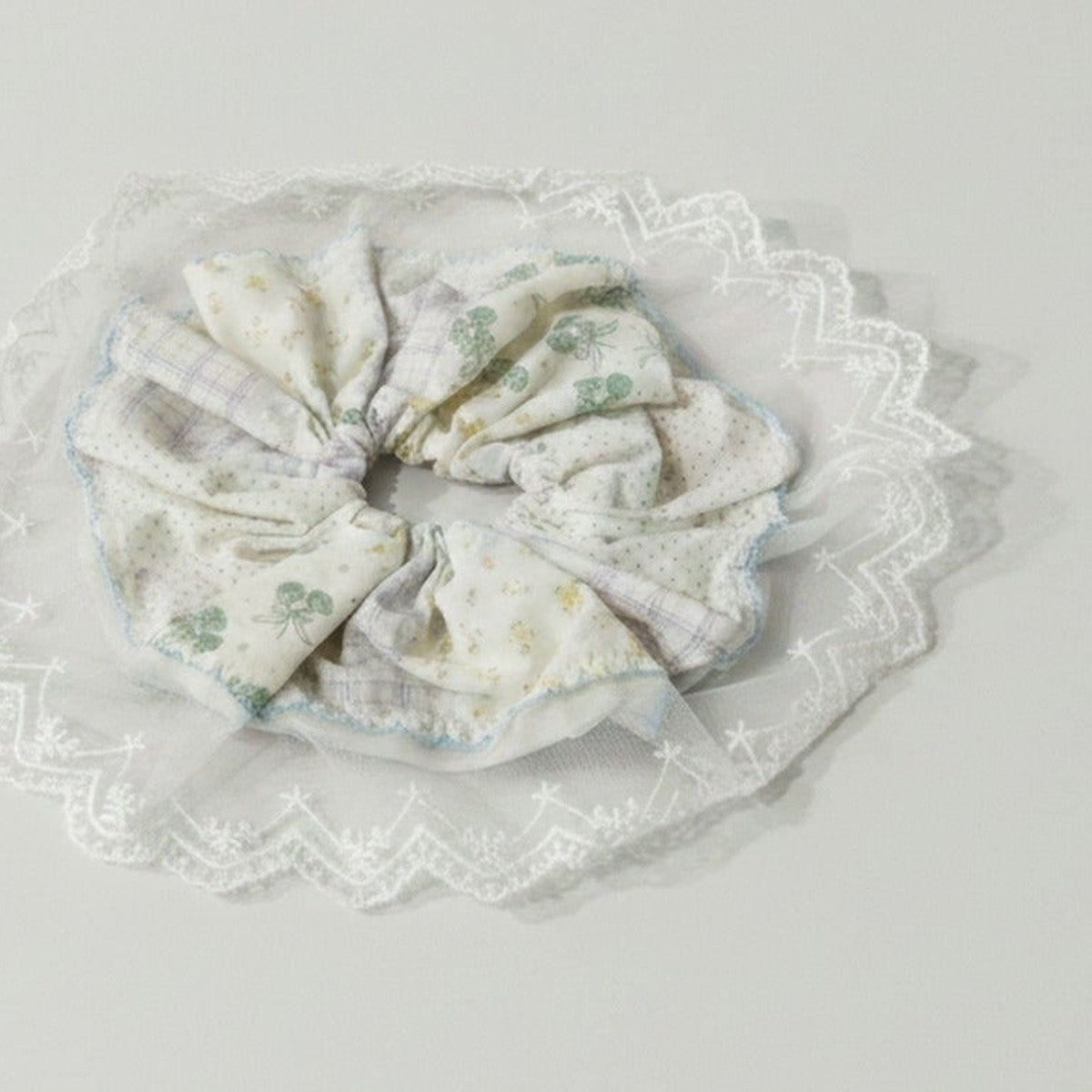Lace Floral Scrunchie With Bow Detail – hair accessories (view 1)