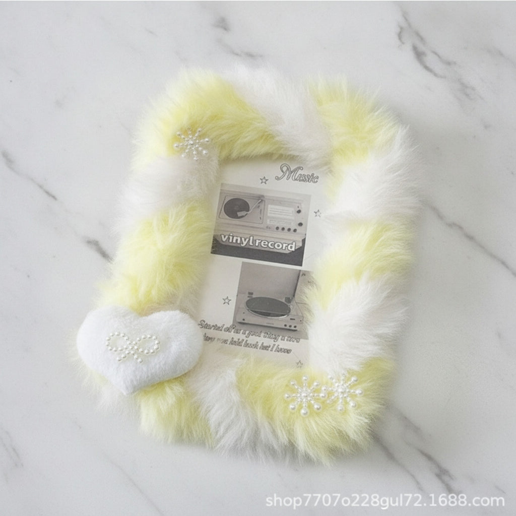 Fuzzy Anime Character Charm - White & Yellow