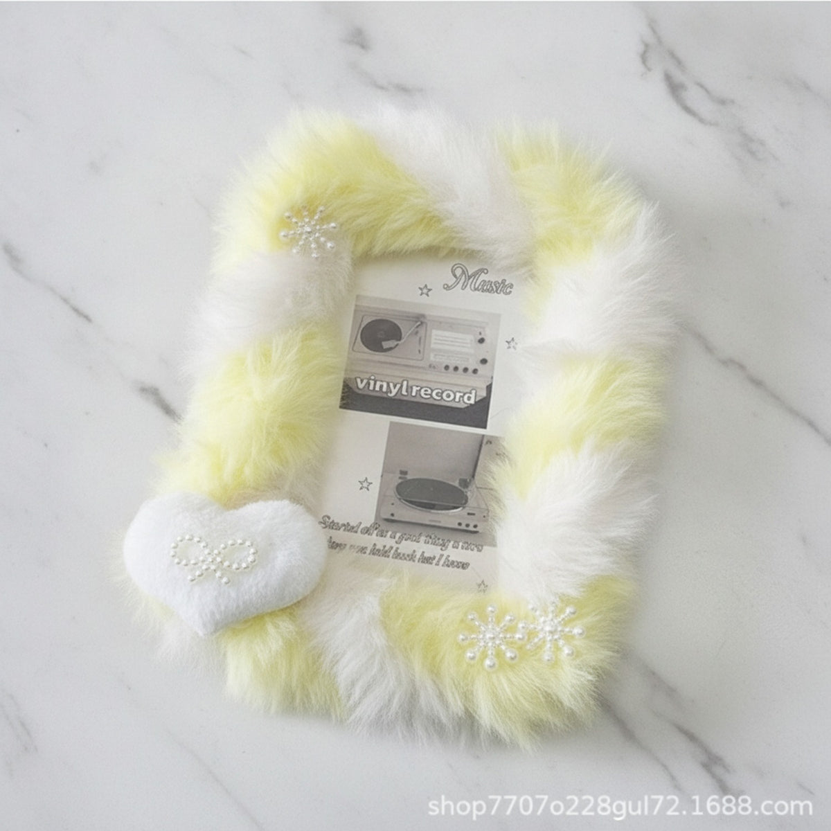 Fuzzy Anime Character Charm - White & Yellow