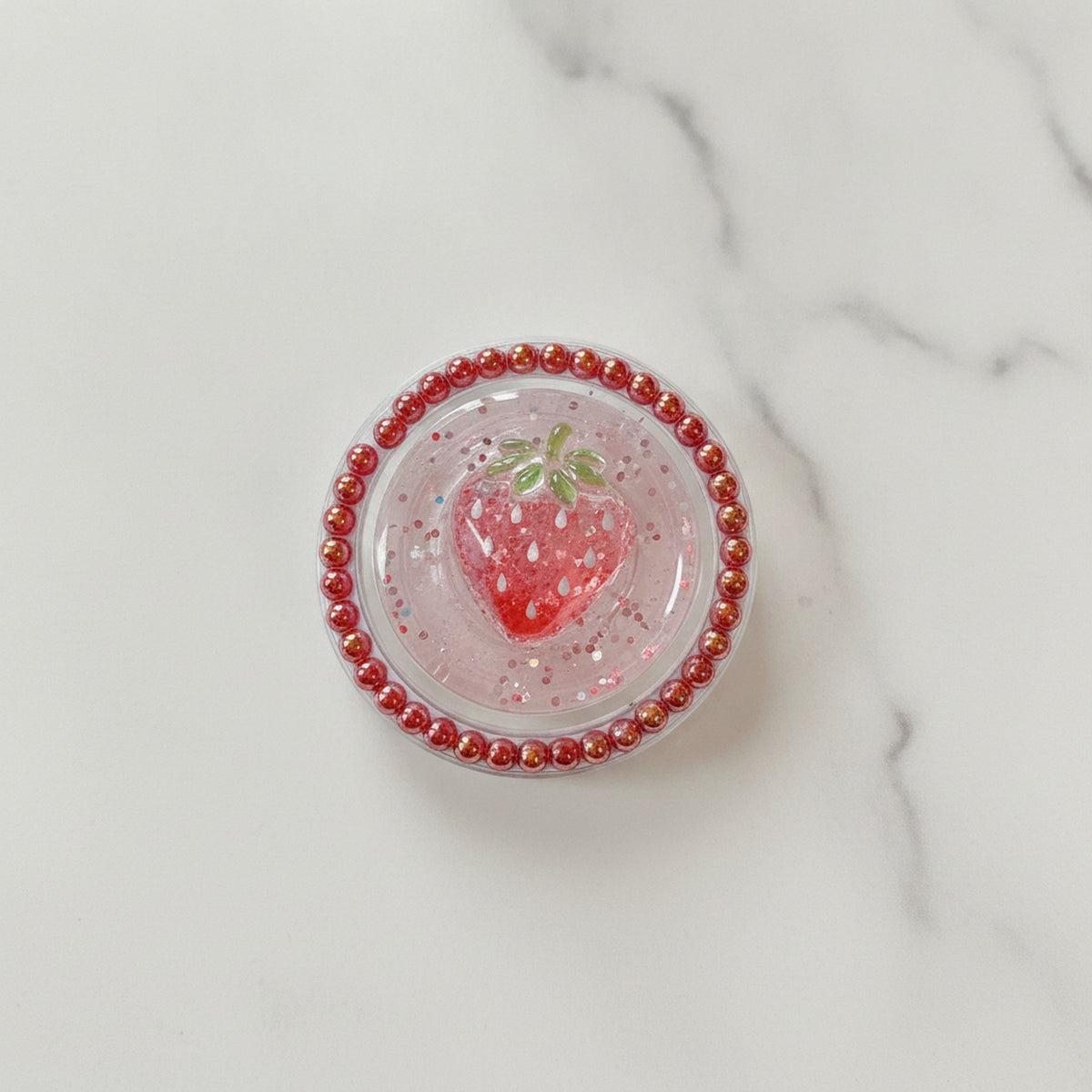 Strawberry Glitter Phone Grip - Red