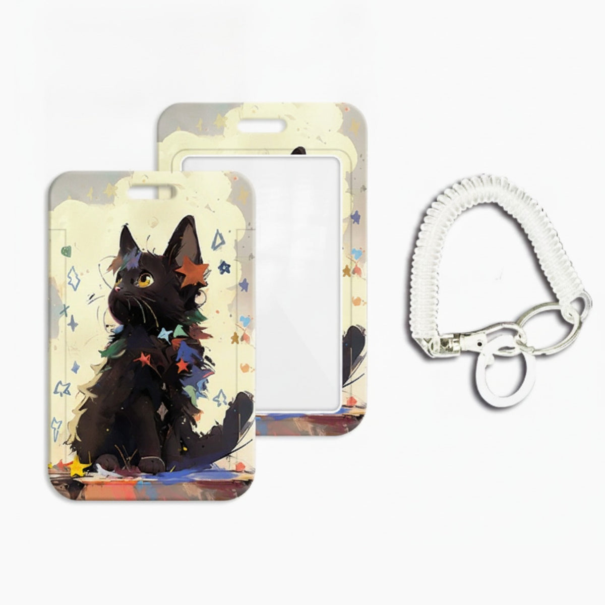 Black Cat ID Card Holder with Lanyard – stationery (view 1)