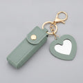 Heart Cutout Leather Keychain - Peacock Green