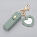 Heart Cutout Leather Keychain - Peacock Green