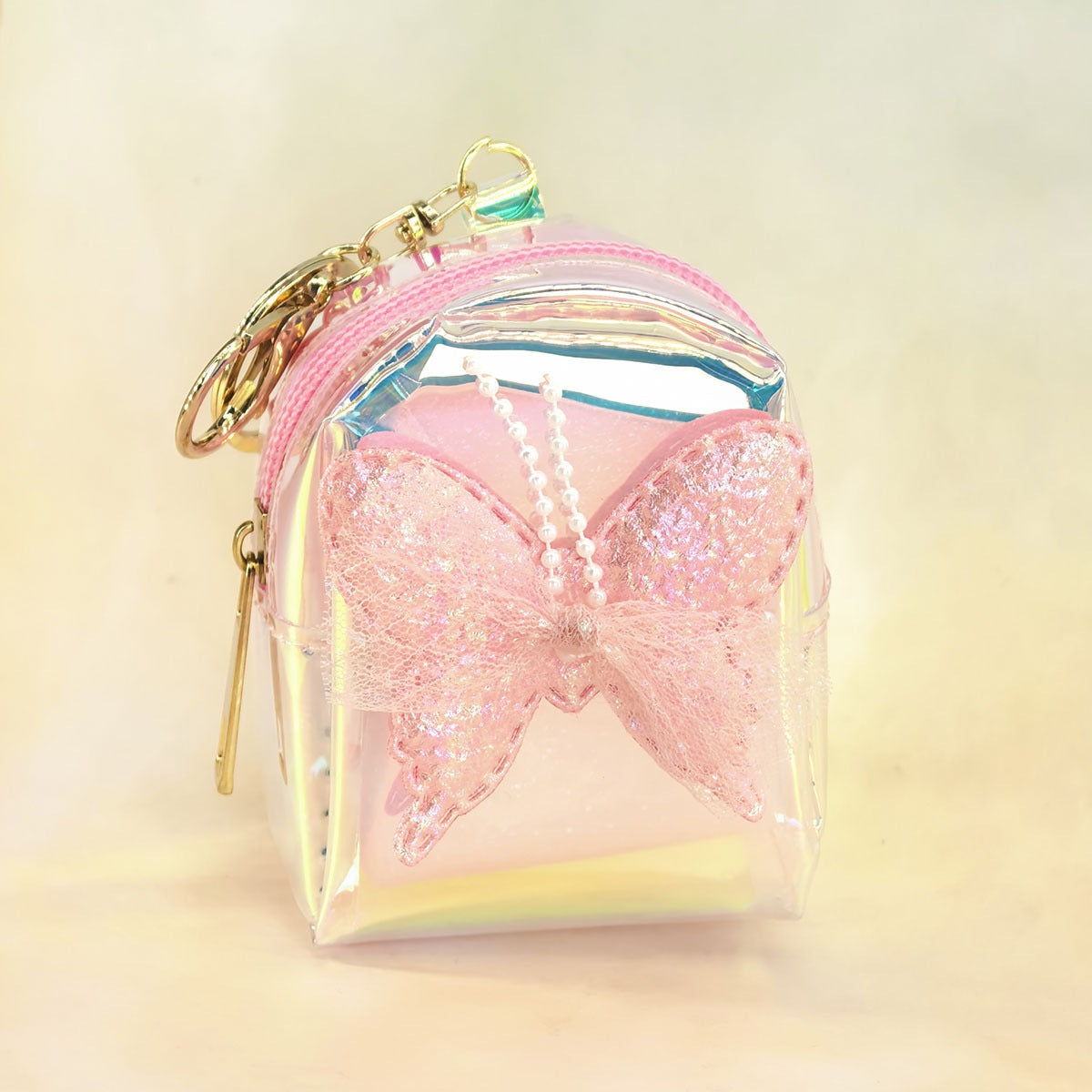 Holographic Bow Coin Purse Keychain Mini Storage Bag - Type 3