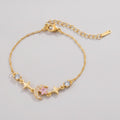 Moon Star Charm Bracelet With Rhinestones - Pink Diamond Star Moon Bracelet Gold #E2951 – jewelry (view 1)