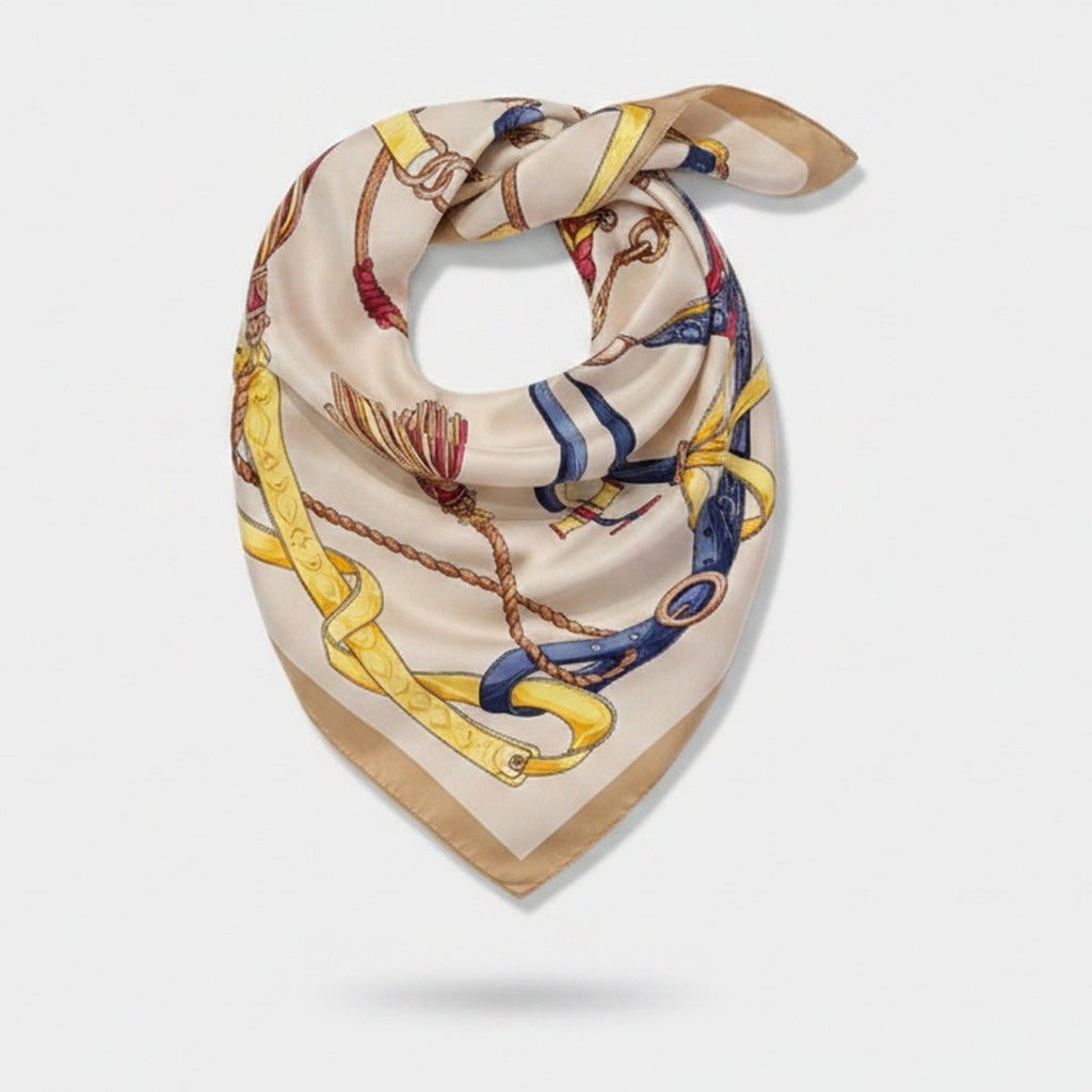 Silk Scarf with Equestrian Chain Print – scarves & belts (view 1)