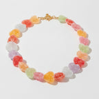Candy Heart Beaded Necklace - Rainbow Mix