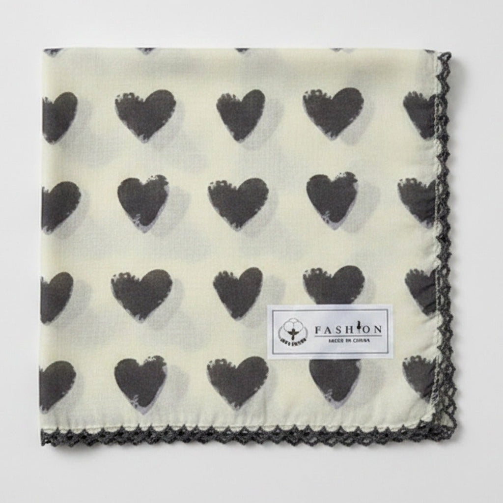 Black Heart Lace-Trimmed Cream Scarf – scarves & belts (view 1)