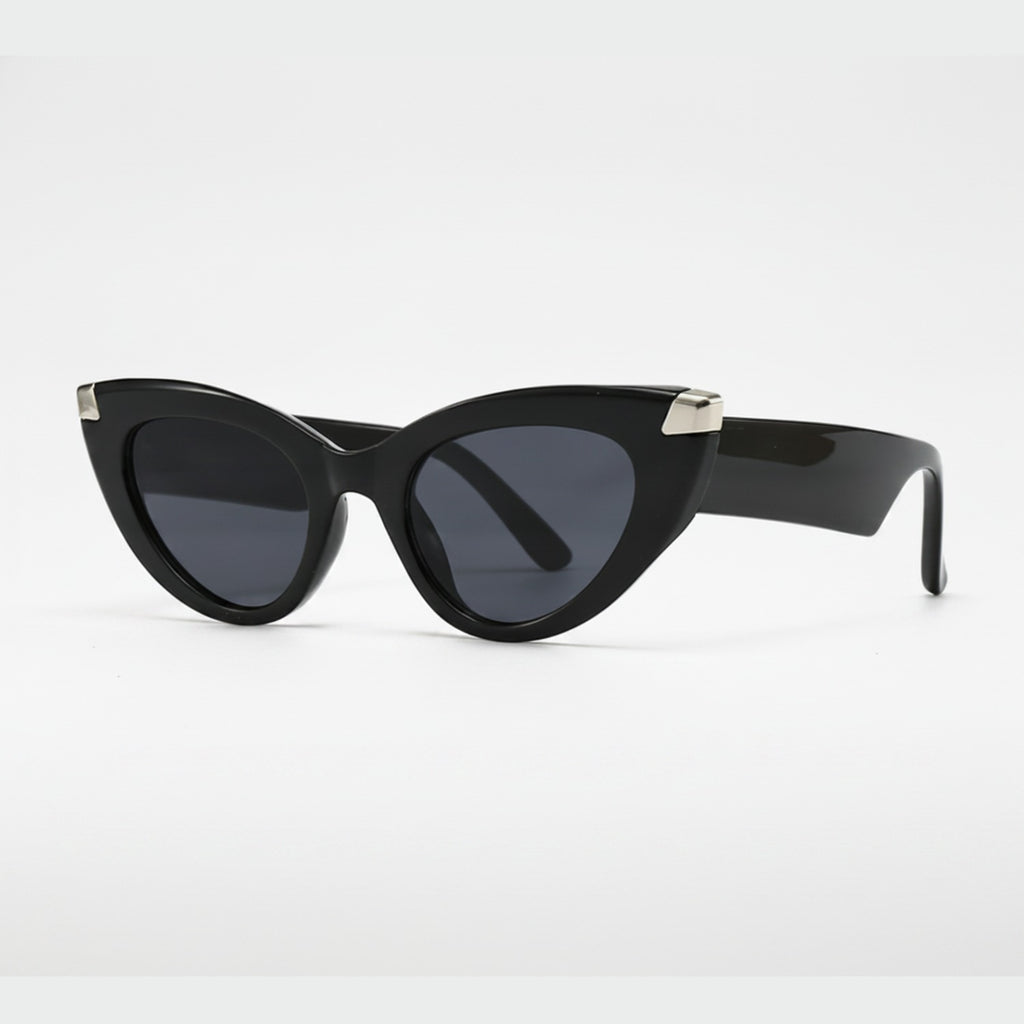 Black Cat Eye Sunglasses With Metal Accents – eyewear (view 1)