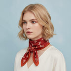 Mini Horse Print Silk Scarf - Red