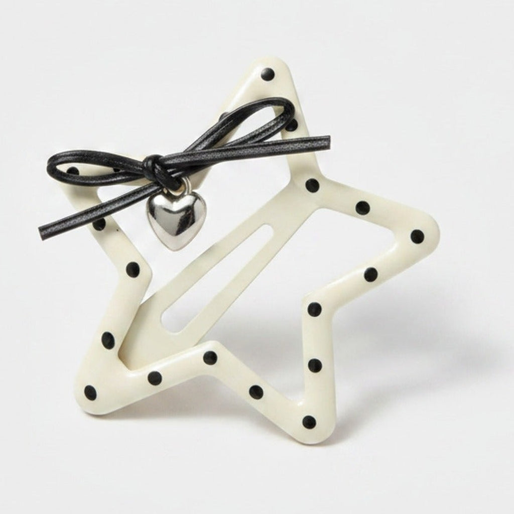 Star Hair Clip With Heart Charm And Black Bow – hair accessories (view 1)
