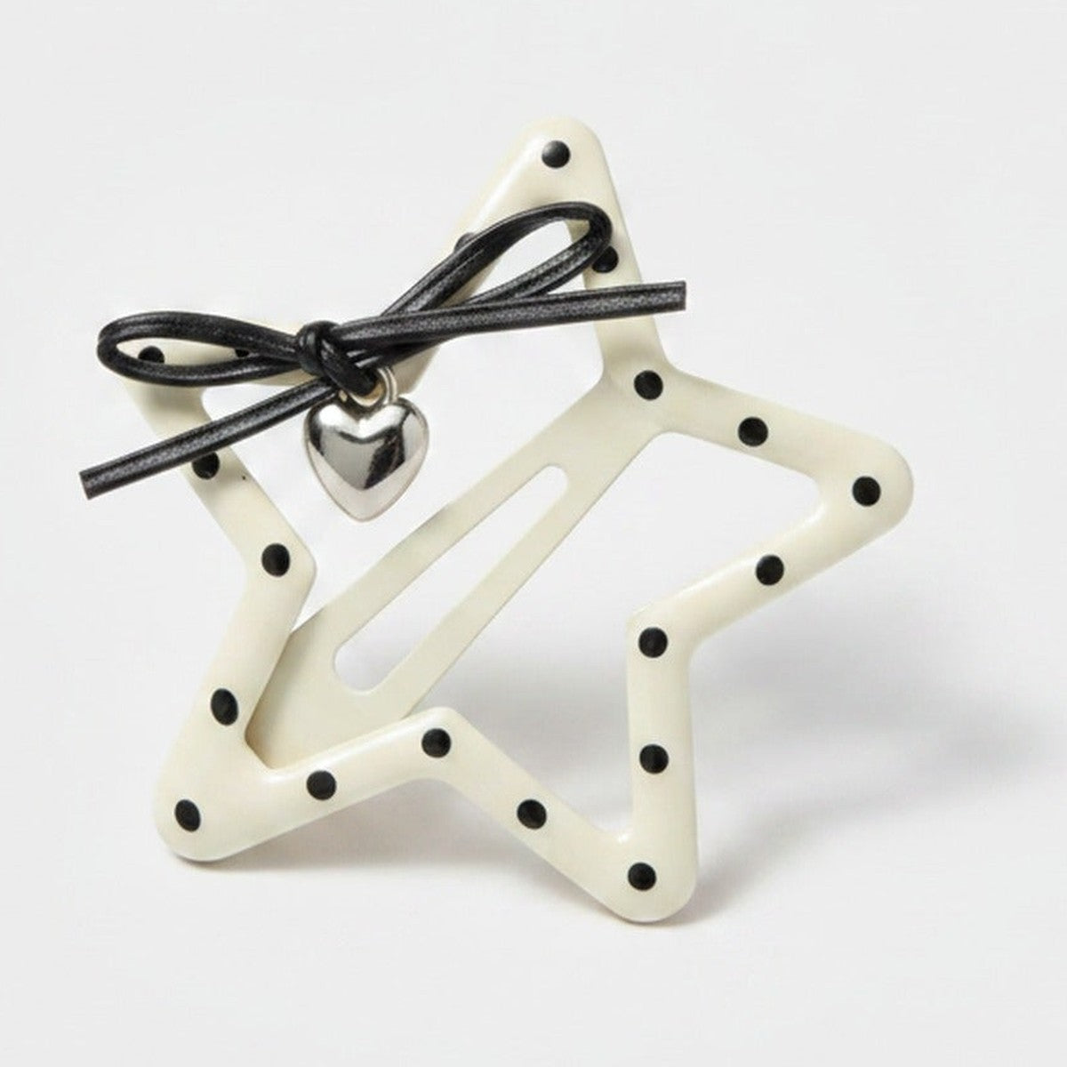 Star Hair Clip With Heart Charm And Black Bow – hair accessories (view 1)