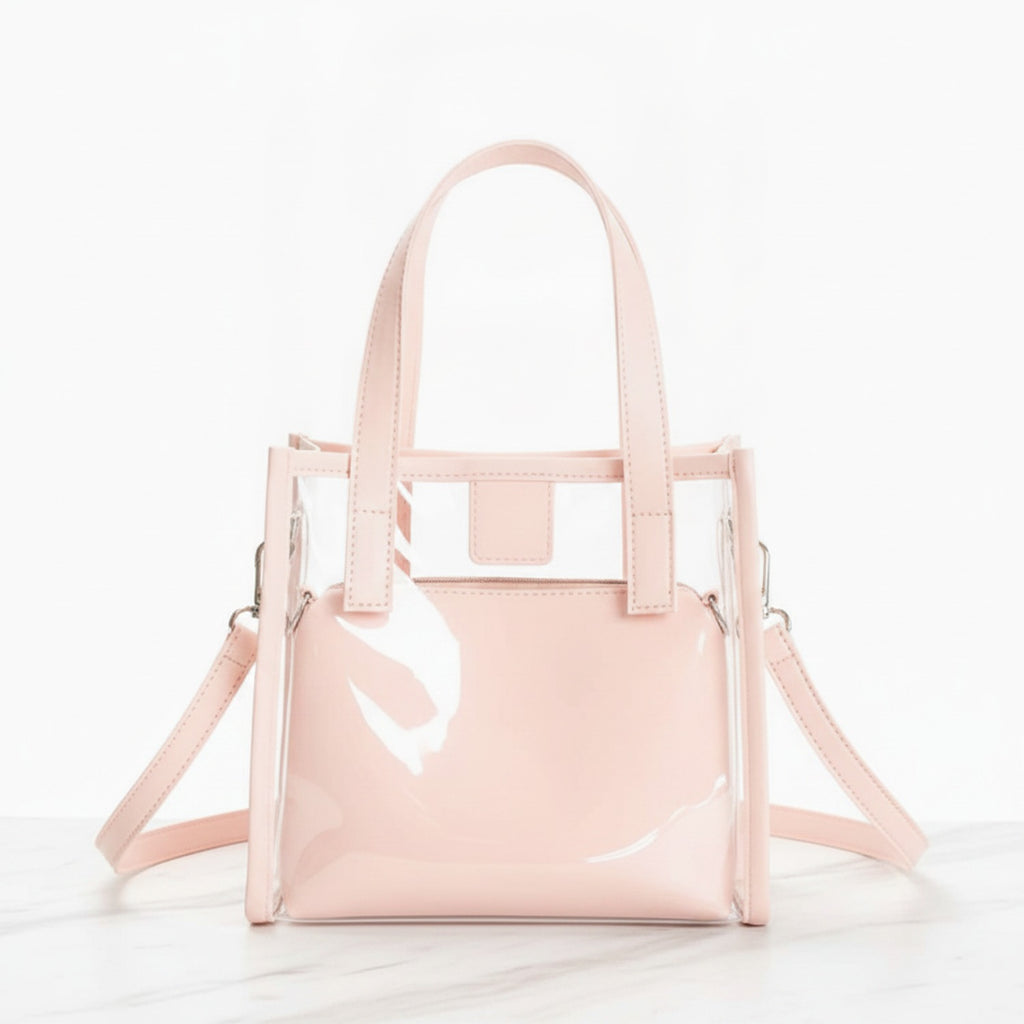 Clear Panel Mini Tote Bag - Blush Pink