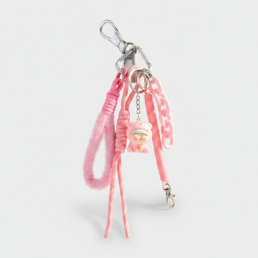 Bear Coil Cord Keychain Fob - Pink – novelty & toys (view 1)