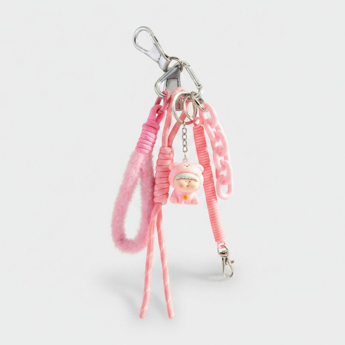 Bear Coil Cord Keychain Fob - Pink – novelty & toys (view 1)