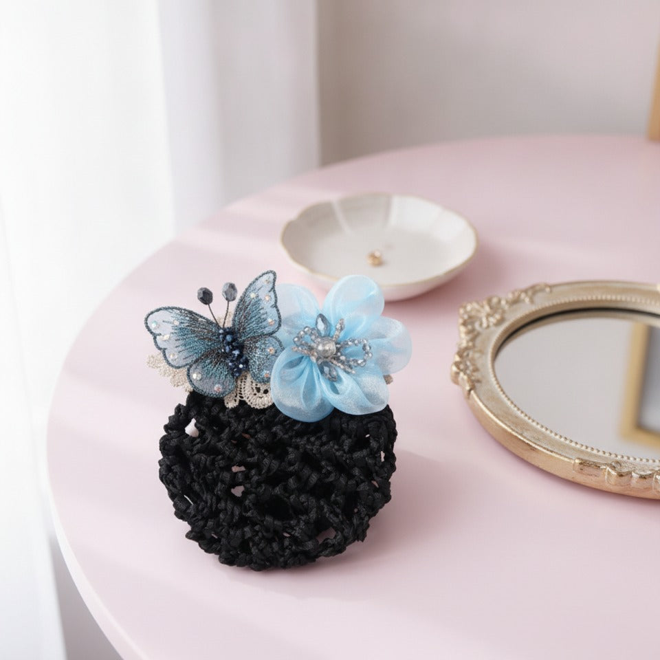 Butterfly Flower Lace Hair Claw - Blue