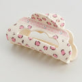 Cream Pink Leopard Print Hair Claw Clip – hair accessories (view 1)