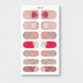 Glitter Nail Wraps With Rhinestone Heart Design – Korean nail care (view 1)