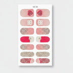 Glitter Nail Wraps With Rhinestone Heart Design – Korean nail care (view 1)