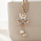 Sparkle Bow Charm Keychain - Champagne