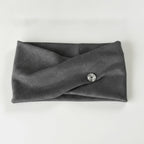 Ribbed Knit Hairband With Charm - Gray – hair accessories (view 1)