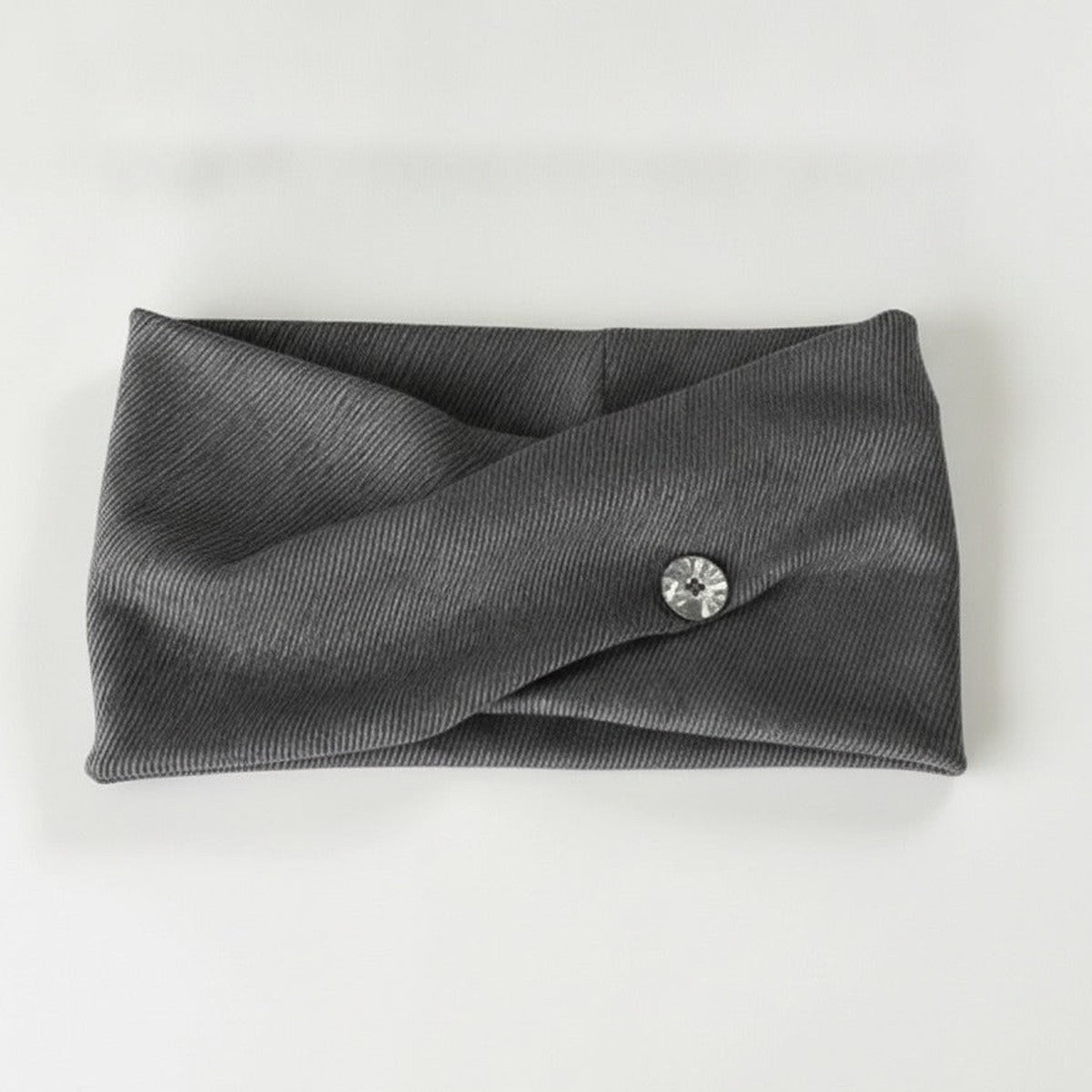 Ribbed Knit Hairband With Charm - Gray – hair accessories (view 1)