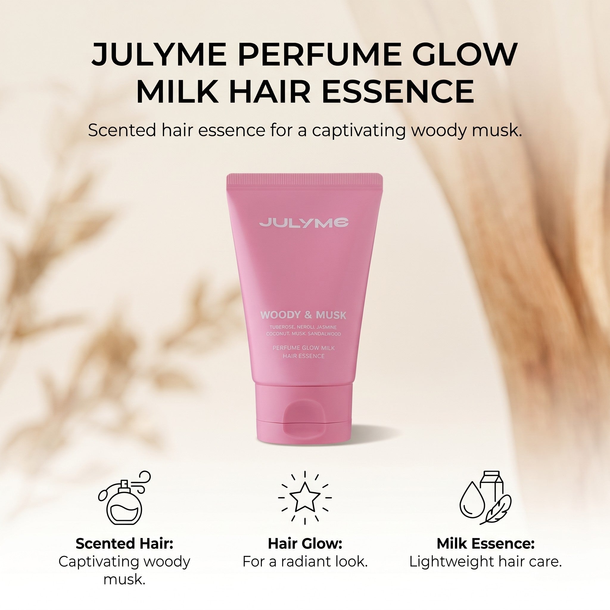 JULYME PERFUME GLOW MILK HAIR ESSENCE WOODY&MUSK 80ml