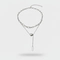 Silver Layered Chain Pendant Necklace – jewelry (view 1)