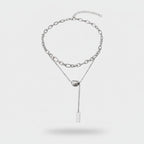 Silver Layered Chain Pendant Necklace – jewelry (view 1)