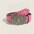 Pink Studded Heart Belt With Ornate Buckle – scarves & belts (view 1)