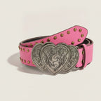 Pink Studded Heart Belt With Ornate Buckle – scarves & belts (view 1)