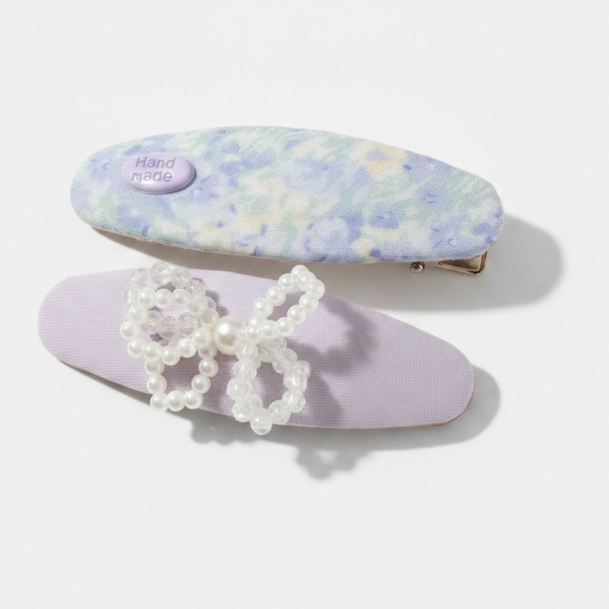 Watercolor Floral Pearl Hair Clip Set - Purple Floral – hair accessories (view 1)