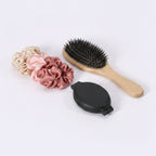Hair Brush Set With Pink Silk Scrunchies – Korean beauty tool (view 1)