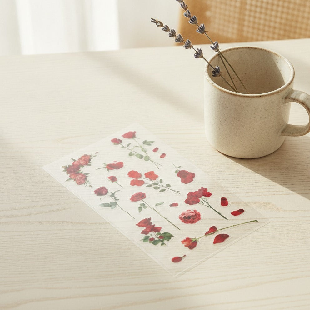 Pressed Rose Sticker Sheet Set - Rose Garden