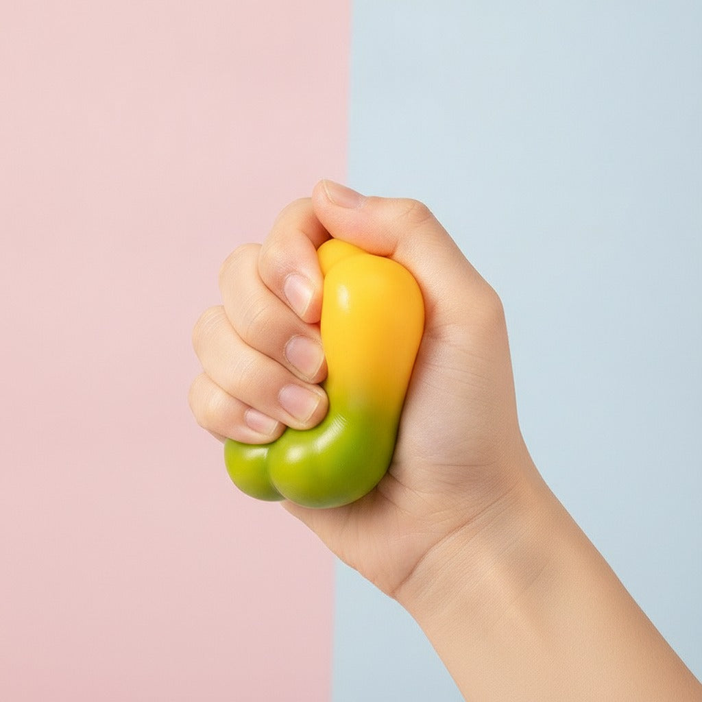 Fruity Fluid Squishy - Yellow to Green - squeeze in hand