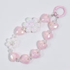 Beaded Heart Charm Keychain - Pink
