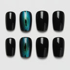 Black & Teal Chrome Nail Set