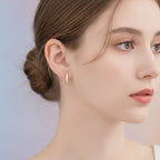 Mini Rhinestone Huggie Hoop Earrings - Gold