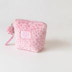 Fuzzy Leopard Zip Pouch - Light Pink