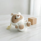 Cozy Bear Plush Keychain - Cream & White