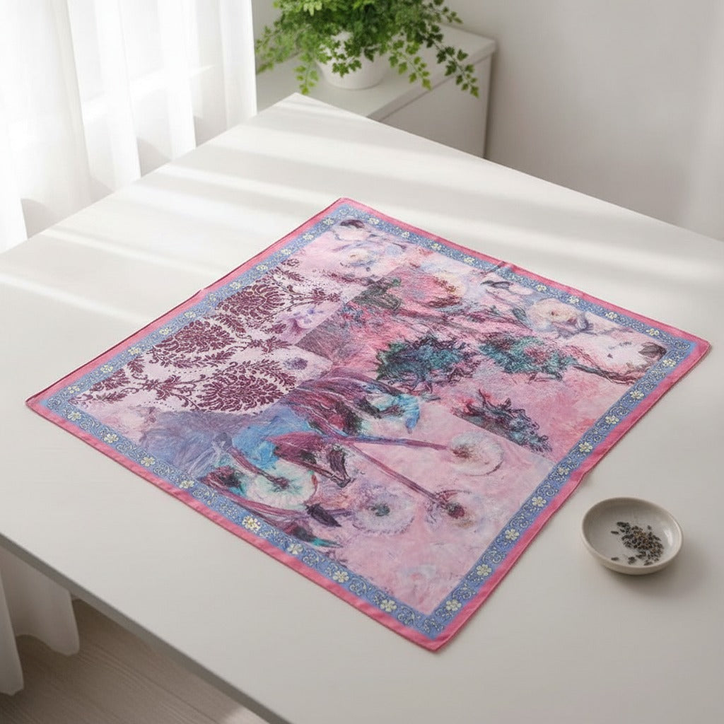 Floral Watercolor Silk Scarf - Blush Floral