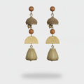 Woven Bell Charm Drop Earrings With Wooden Beads – jewelry (view 1)